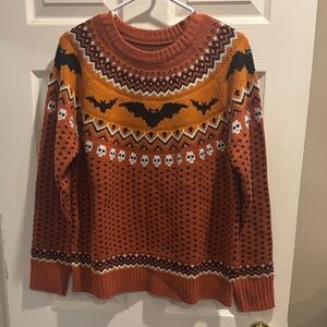 Women’s fair isle style Halloween Themed Orange Sweater. NWT large